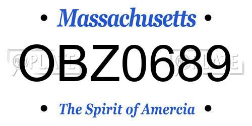 OBZ0689 Massachusetts License Plate