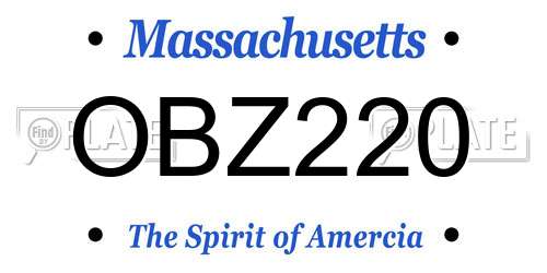 OBZ220 Massachusetts License Plate