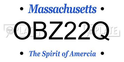 OBZ22Q Massachusetts License Plate