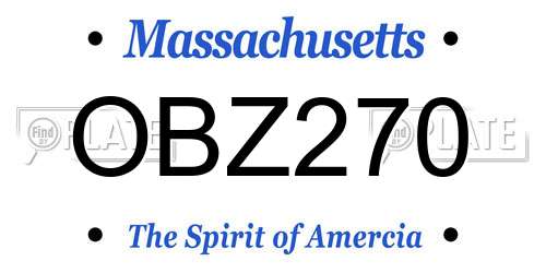 OBZ270 Massachusetts License Plate