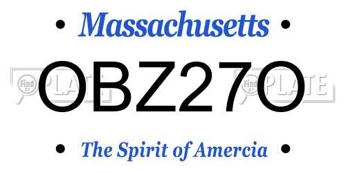 OBZ27O Massachusetts License Plate