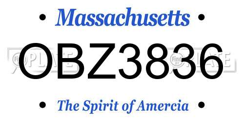 OBZ3836 Massachusetts License Plate