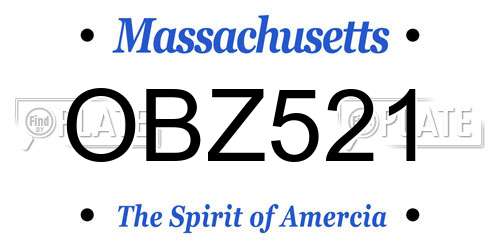 OBZ521 Massachusetts License Plate
