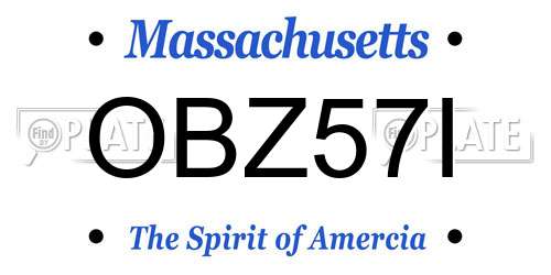 OBZ57I Massachusetts License Plate