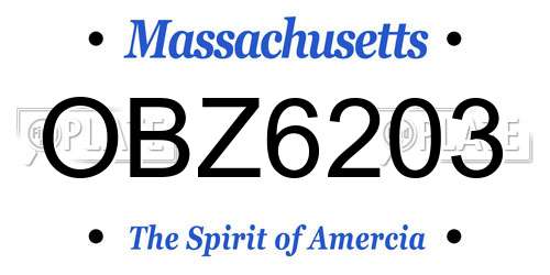 OBZ6203 Massachusetts License Plate