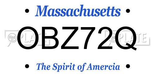 OBZ72Q Massachusetts License Plate