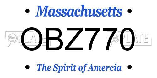OBZ770 Massachusetts License Plate