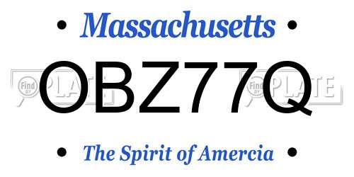 OBZ77Q Massachusetts License Plate
