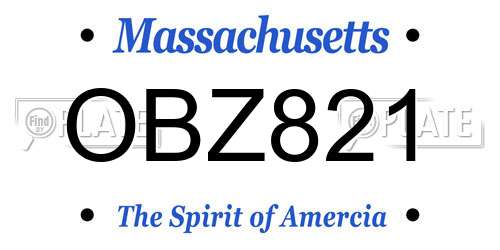 OBZ821 Massachusetts License Plate