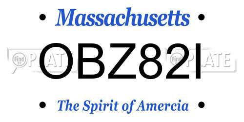 OBZ82I Massachusetts License Plate