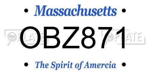 OBZ871 Massachusetts License Plate