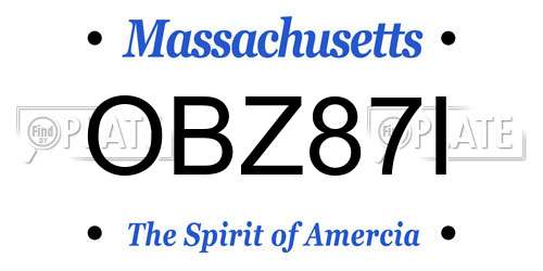 OBZ87I Massachusetts License Plate