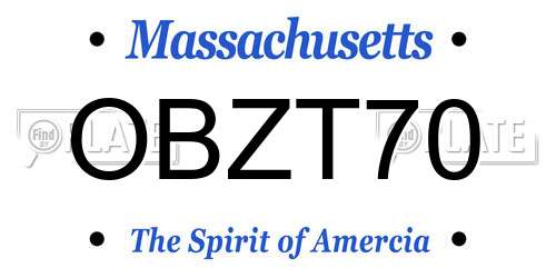 OBZT70 Massachusetts License Plate