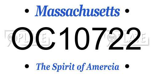 OC10722 Massachusetts License Plate