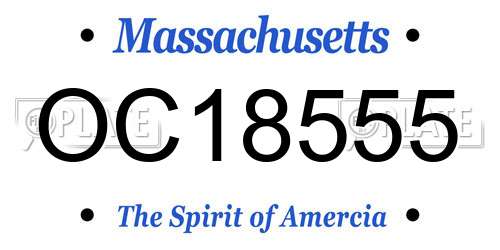 OC18555 Massachusetts License Plate