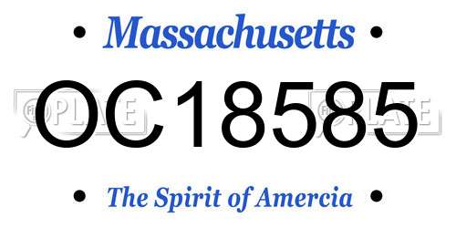 OC18585 Massachusetts License Plate