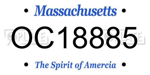 OC18885 Massachusetts License Plate