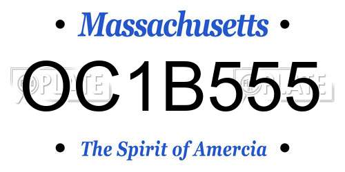 OC1B555 Massachusetts License Plate