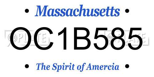 OC1B585 Massachusetts License Plate
