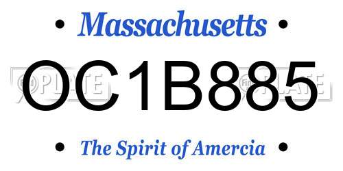 OC1B885 Massachusetts License Plate