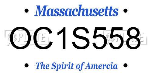 OC1S558 Massachusetts License Plate