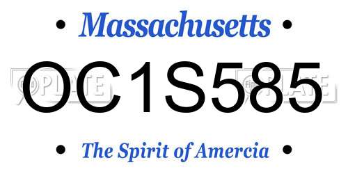 OC1S585 Massachusetts License Plate