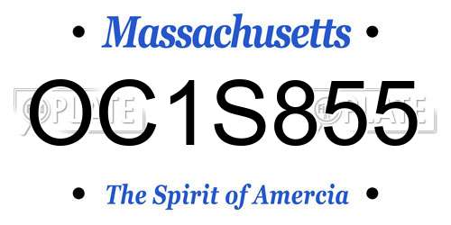 OC1S855 Massachusetts License Plate