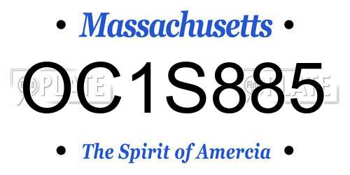 OC1S885 Massachusetts License Plate