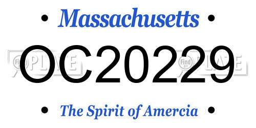 OC20229 Massachusetts License Plate