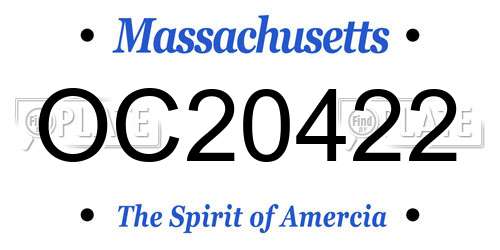 OC20422 Massachusetts License Plate