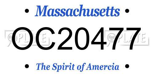 OC20477 Massachusetts License Plate