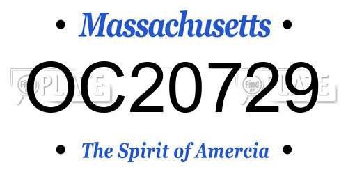 OC20729 Massachusetts License Plate