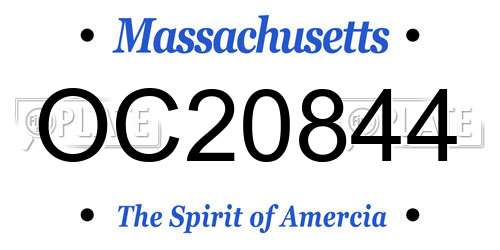 OC20844 Massachusetts License Plate