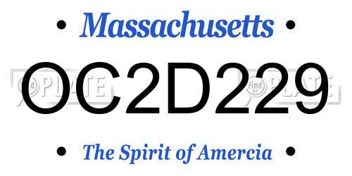OC2D229 Massachusetts License Plate