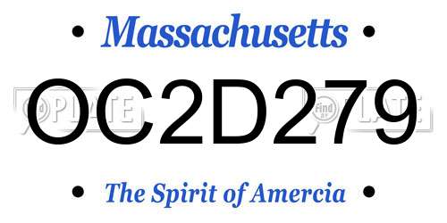 OC2D279 Massachusetts License Plate