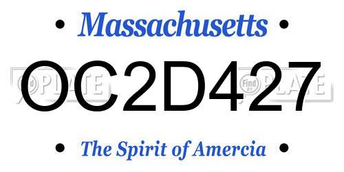OC2D427 Massachusetts License Plate