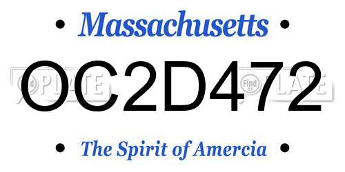OC2D472 Massachusetts License Plate