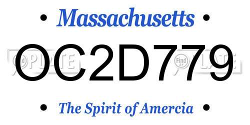 OC2D779 Massachusetts License Plate