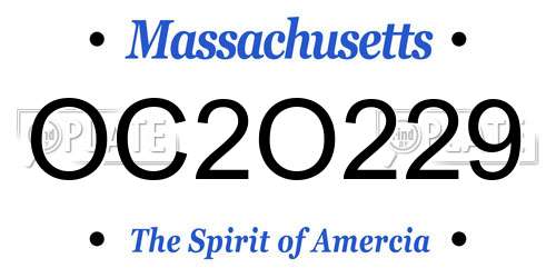 OC2O229 Massachusetts License Plate