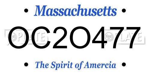 OC2O477 Massachusetts License Plate