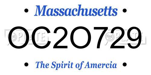 OC2O729 Massachusetts License Plate