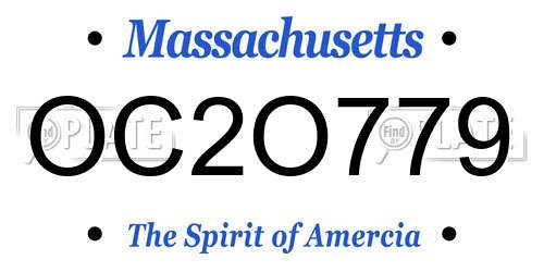 OC2O779 Massachusetts License Plate