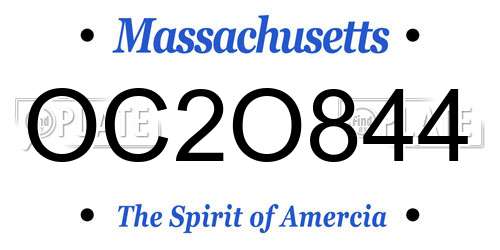 OC2O844 Massachusetts License Plate