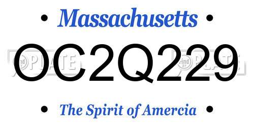 OC2Q229 Massachusetts License Plate