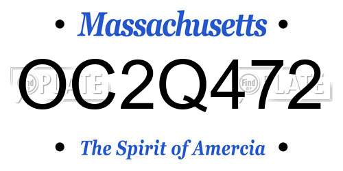 OC2Q472 Massachusetts License Plate
