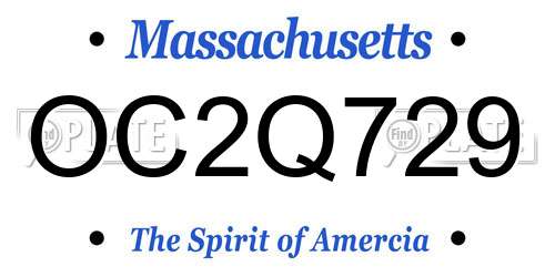 OC2Q729 Massachusetts License Plate