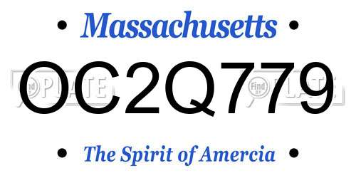 OC2Q779 Massachusetts License Plate