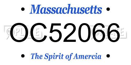 OC52066 Massachusetts License Plate
