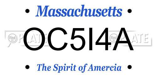 OC5I4A Massachusetts License Plate