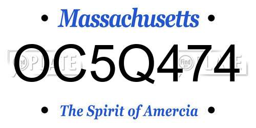 OC5Q474 Massachusetts License Plate